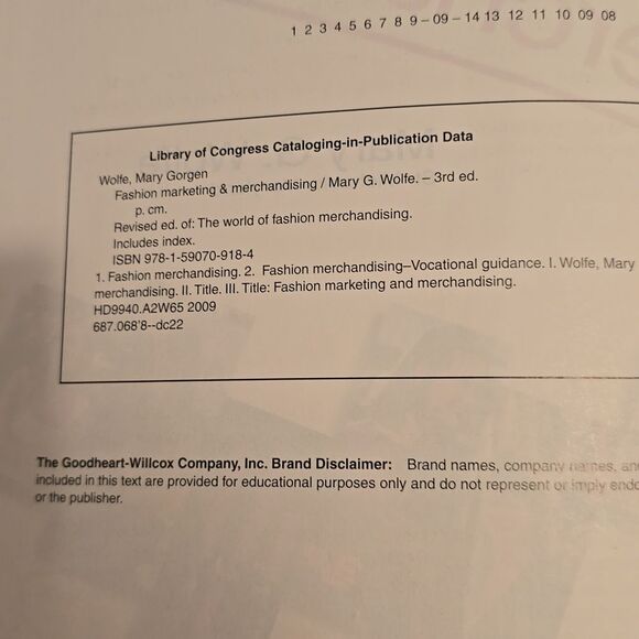 Fashion Marketing and Merchandising by Mary Wolfe  - HC  - 2009 - Picture 4 of 8